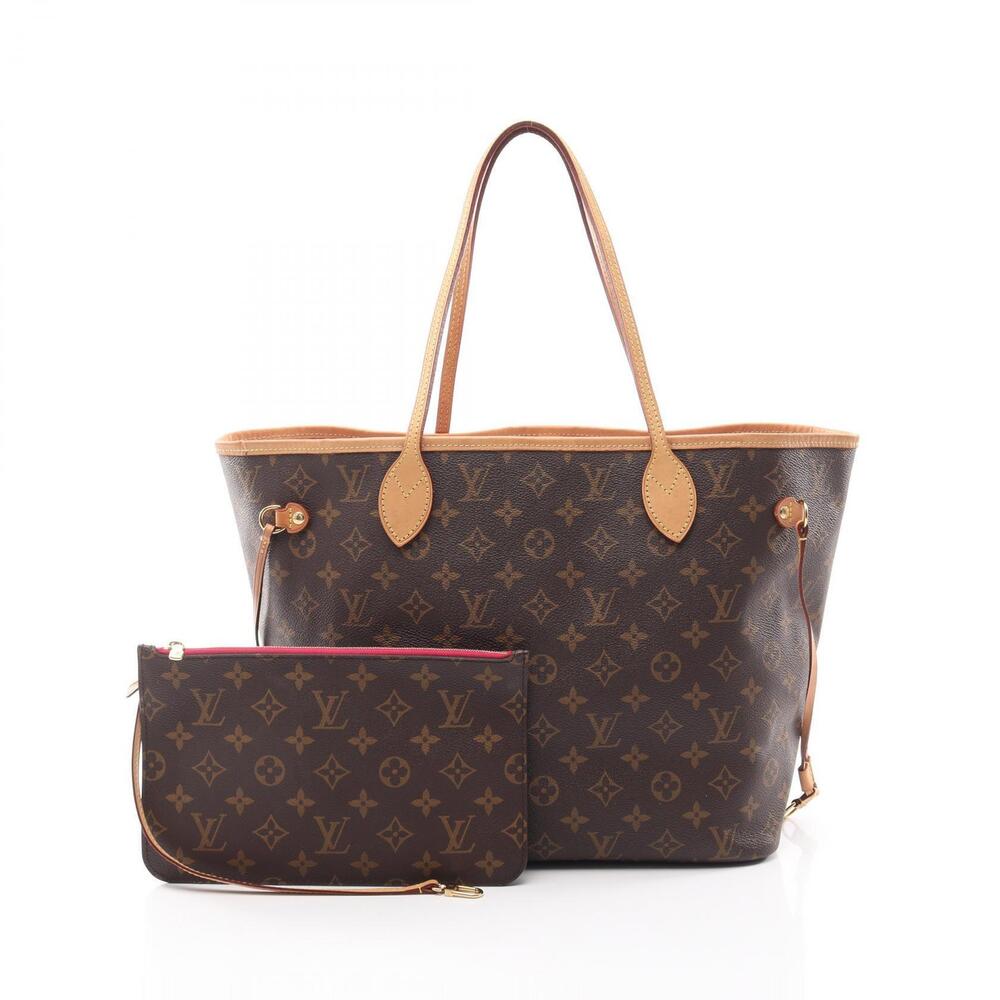 Louis Vuitton Neverfull Tote Bag Canvas Leather Monogram Brown